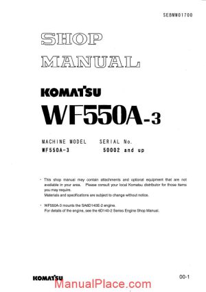 komatsu wf550a 3 shop manual page 1