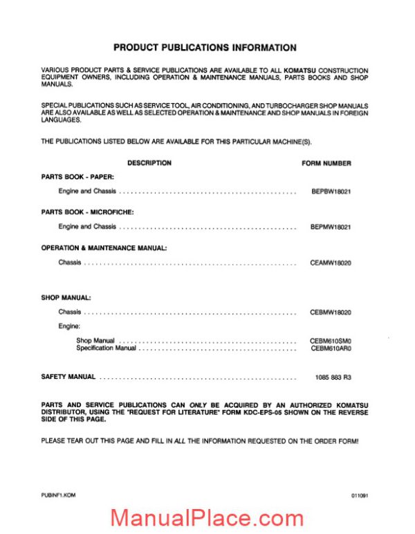 komatsu wheel loader wa250 1lc shop manual page 3