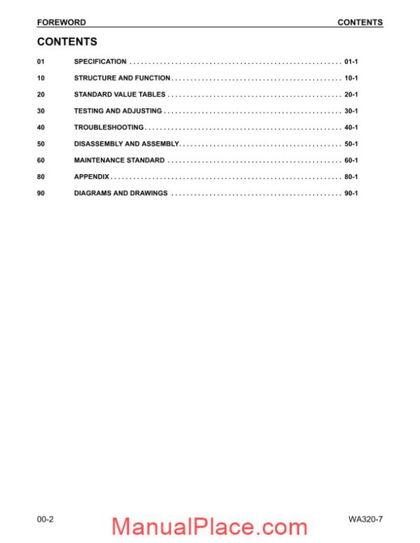 komatsu wheel loader wa320 7 usa shop manual page 2