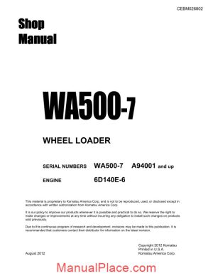 komatsu wheel loader wa500 7 usa shop manual page 1