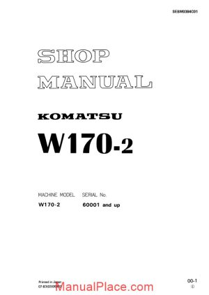 komatsu wheel loaders w170 2 shop manual page 1