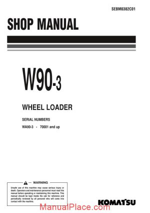 komatsu wheel loaders w90 3 shop manual page 1