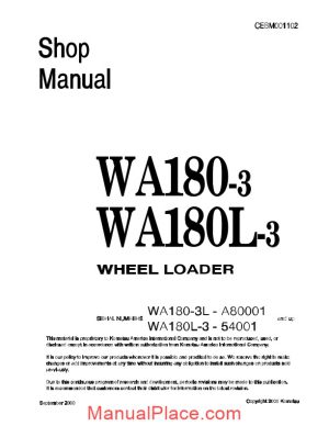 komatsu wheel loaders wa180l 3 shop manual page 1