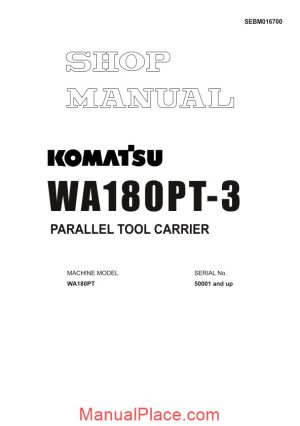 komatsu wheel loaders wa180pt 3 shop manual page 1