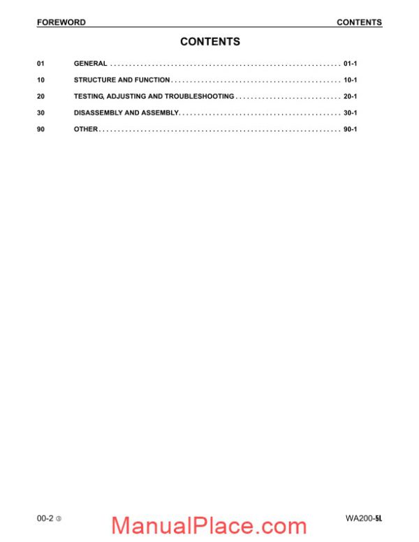 komatsu wheel loaders wa200 5 shop manual page 2