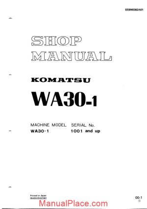 komatsu wheel loaders wa30 1 shop manual page 1