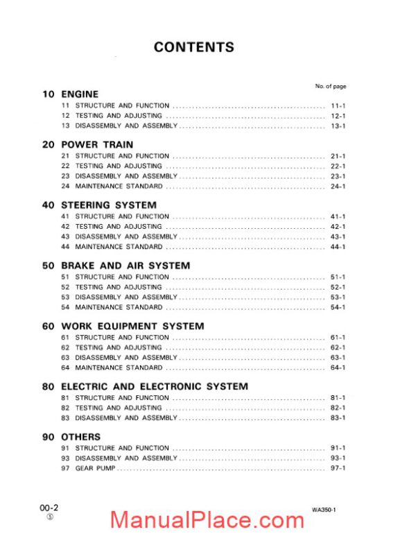 komatsu wheel loaders wa350 1 shop manual page 2