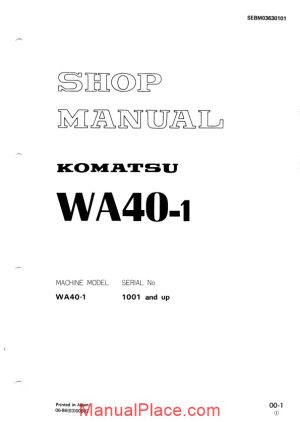 komatsu wheel loaders wa40 1 shop manual page 1