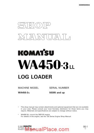 komatsu wheel loaders wa450 3 shop manual page 1