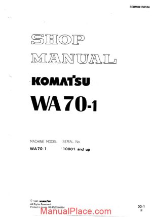 komatsu wheel loaders wa70 1 shop manual page 1