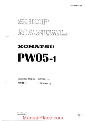 komatsu wheeled excavators pw05 1 shop manual page 1