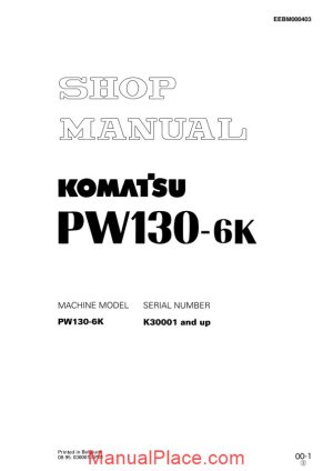 komatsu wheeled excavators pw130 6 shop manual page 1