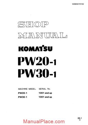 komatsu wheeled excavators pw20 1 shop manual page 1