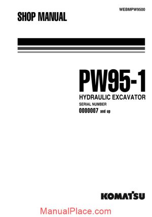 komatsu wheeled excavators pw95 1 shop manual page 1