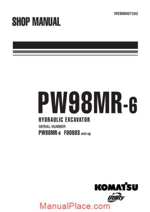 komatsu wheeled excavators pw98mr 6 shop manual page 1