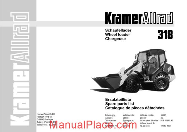 kramer 318 serie spare parts page 1