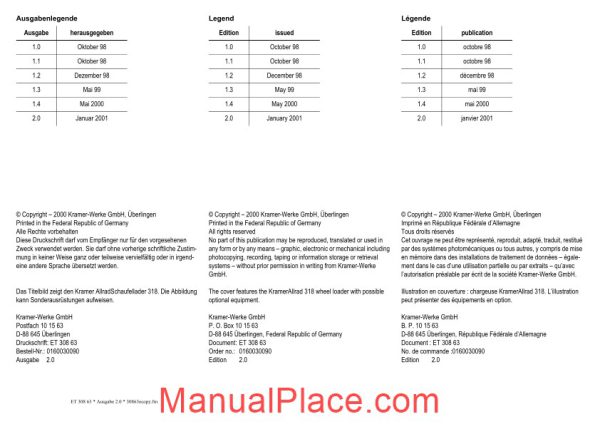 kramer 318 serie spare parts page 2