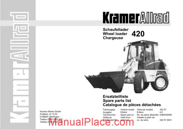 kramer 420 serie 1 spare parts page 1