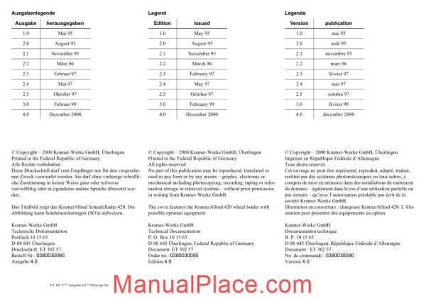 kramer 420 serie 1 spare parts page 2