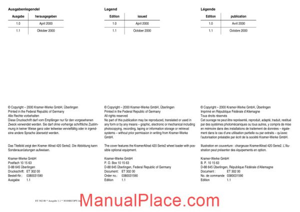 kramer 420 serie 2 spare parts page 2