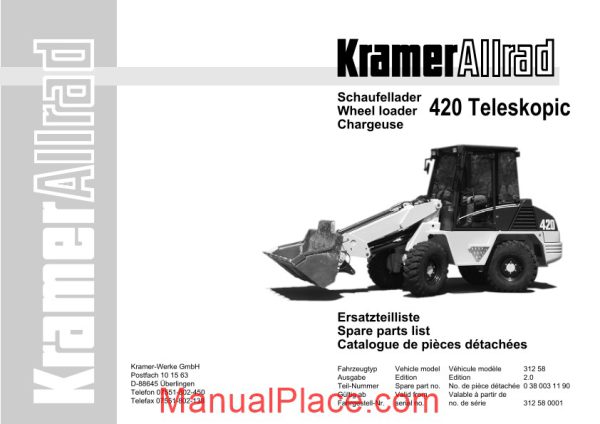 kramer 420 teleskopic serie 1 spare parts page 1