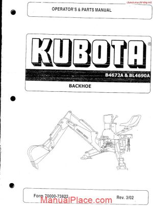 kubota b4672a bl4690a operation and parts page 1