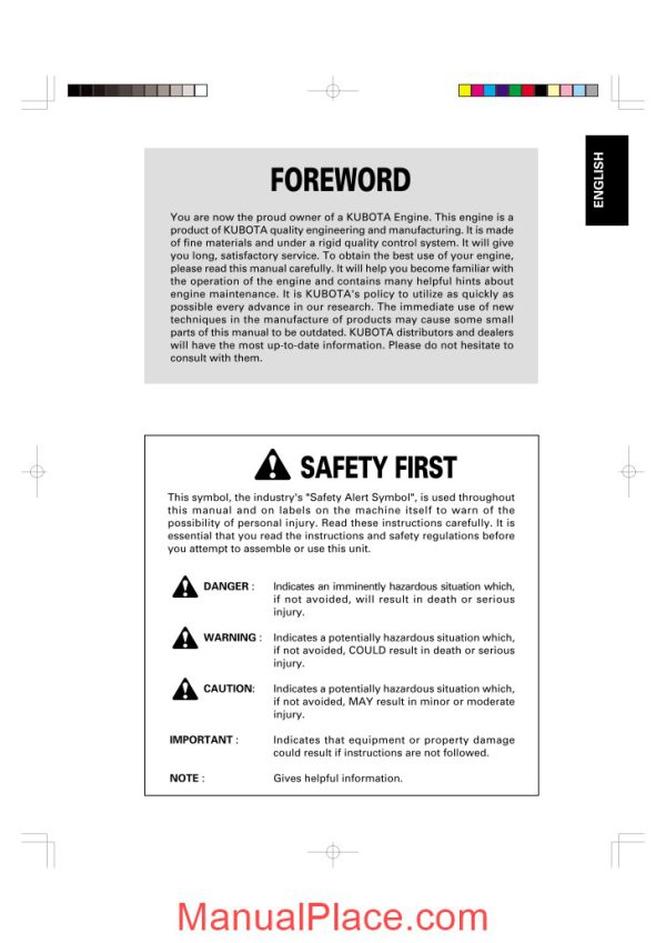 kubota diesel engine operation s manual page 4