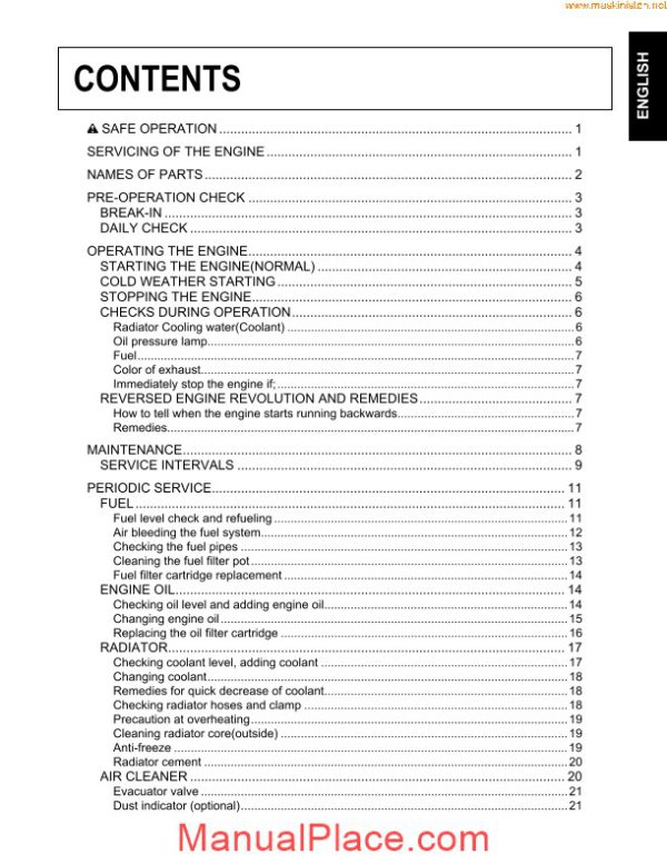 kubota diesel engine operators manual 30k14503 page 2