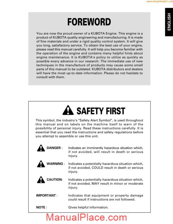 kubota diesel engine operators manual 30k14503 page 4