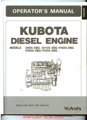 kubota diesel engine operators manual page 1