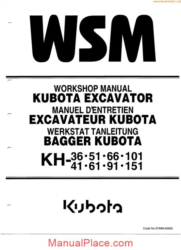 kubota excavator kh 36 151 workshop manual page 1