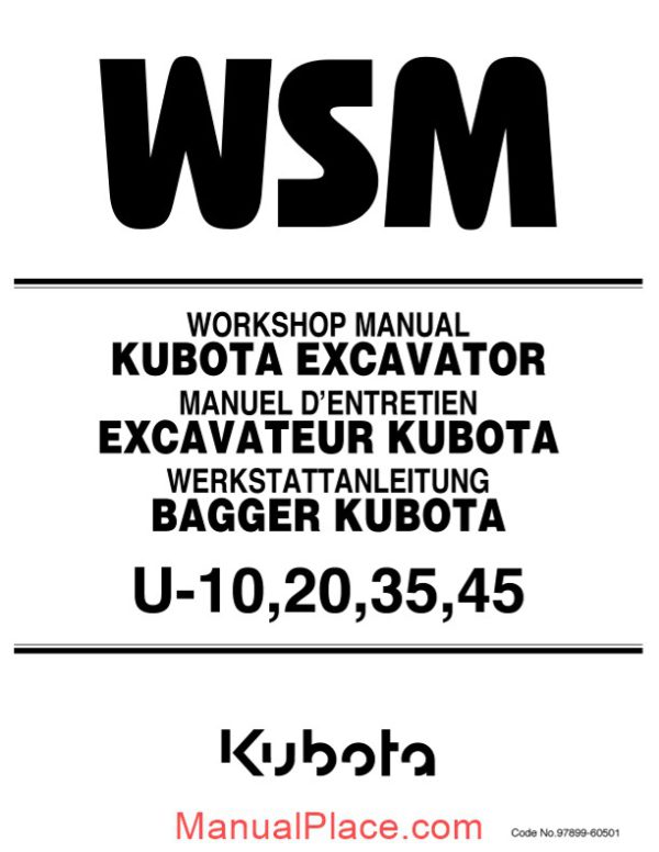 kubota excavator u10203545 workshop manual page 1