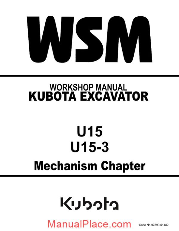 kubota excavator u15u15 3 workshop manual page 1