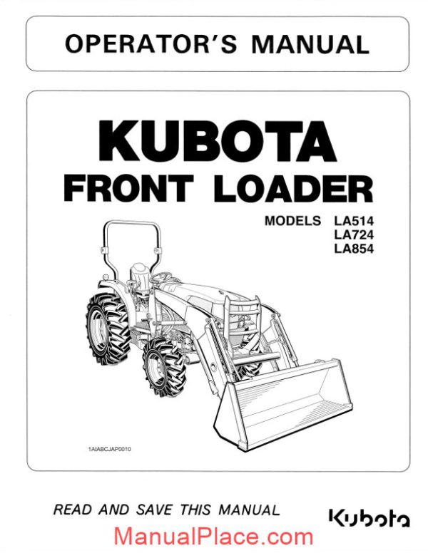 kubota front loader la series operation manual page 1