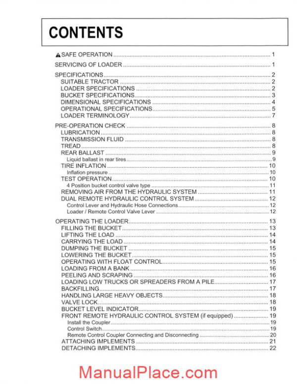 kubota front loader la series operation manual page 2