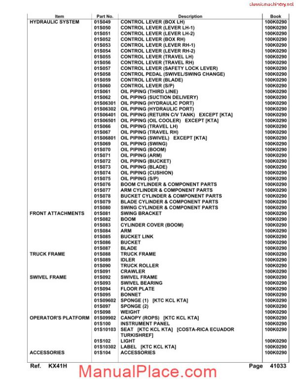 kubota kx41h parts manual page 4