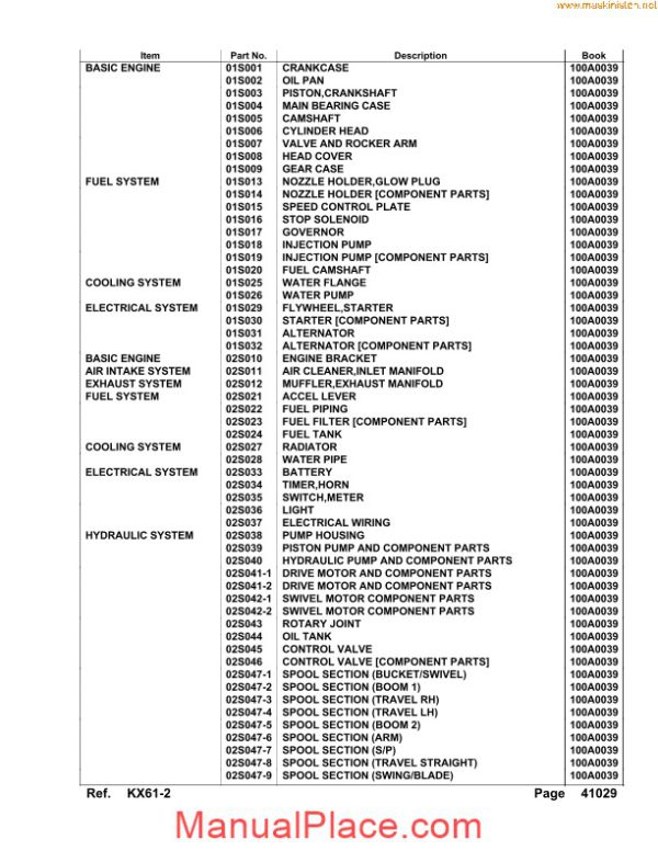 kubota kx61 2 parts sec wat page 3