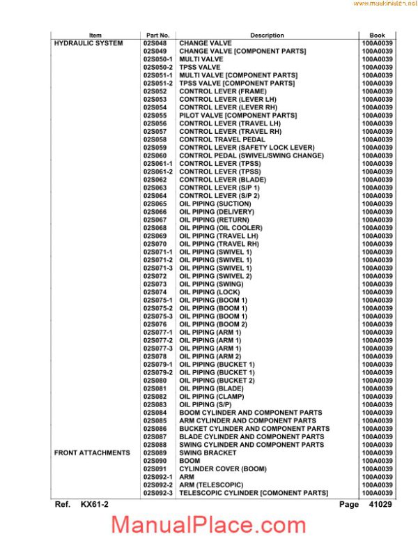 kubota kx61 2 parts sec wat page 4