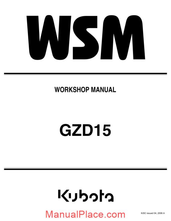 kubota tractor gzd15 workshop manual page 1