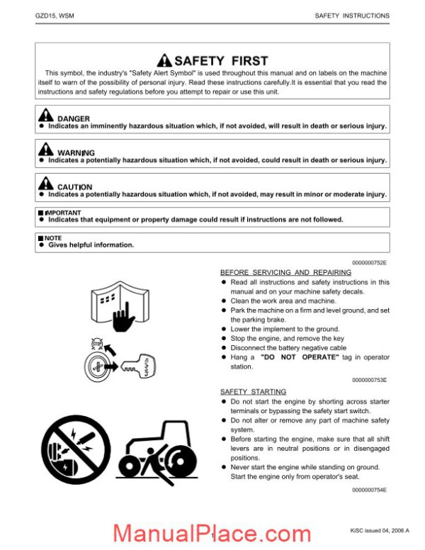 kubota tractor gzd15 workshop manual page 3