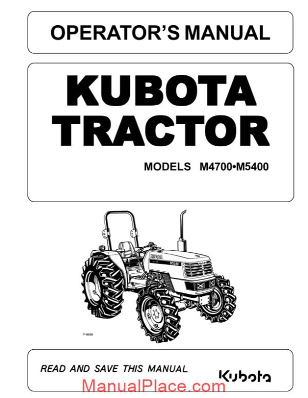 kubota tractor m4700 m5400 operator manual page 1