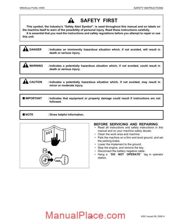 kubota tractor m9540 low profile workshop manual page 3