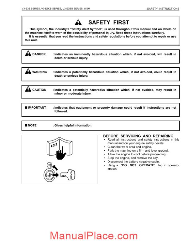 kubota v3 e3b v3 e3cb v3 e3bg diesel engine workshop manual page 3