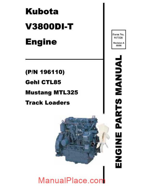 kubota v3800di ctl85 compact track loader t engine parts manual 917328 page 1