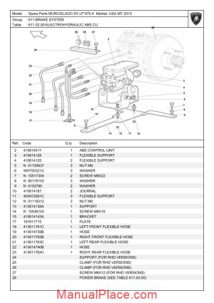 lamborghini murcielago sv lp 670 4 spare parts 2010 page 1