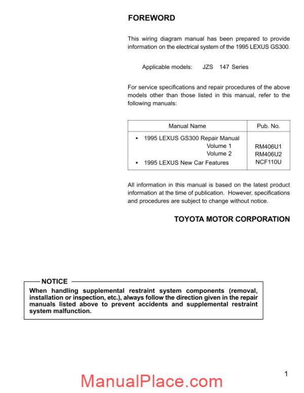 lexus gs300 1995 wiring diagram manual electrical system171u usa 1995 page 1