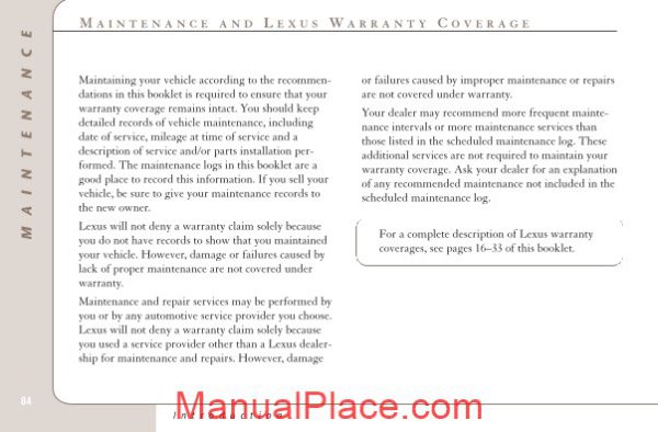 lexus scheduled maintenance rx300 guide 2 page 2