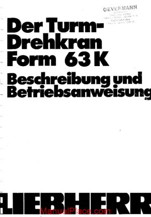 liebherr 63k tower crane instructions and maintenance manual page 1