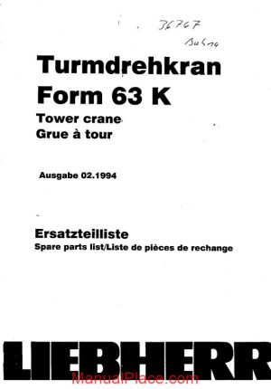 liebherr 63k tower crane spare parts page 1