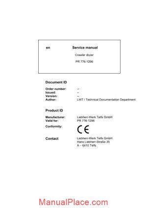 liebherr crawler dozer pr 776 1296 service manual page 1